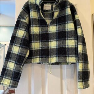 American Eagle Plaid Zip-Up Fleece Jacket